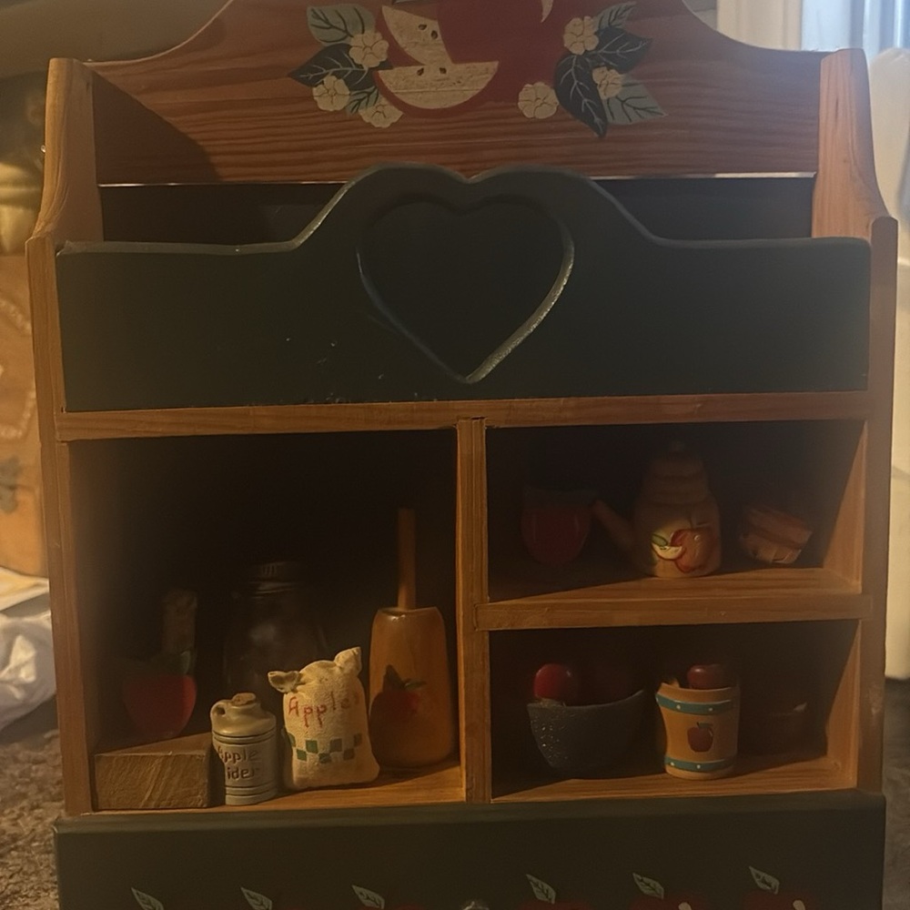 Wooden Miniature Shelf with Painted Accents